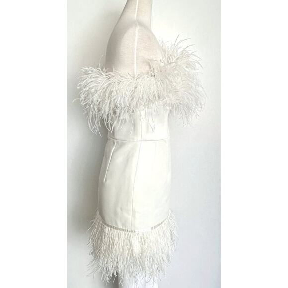 Bronx and Banco Lola Blanc Strapless Feather Mini Dress – Size US 4 - Picture 3 of 6